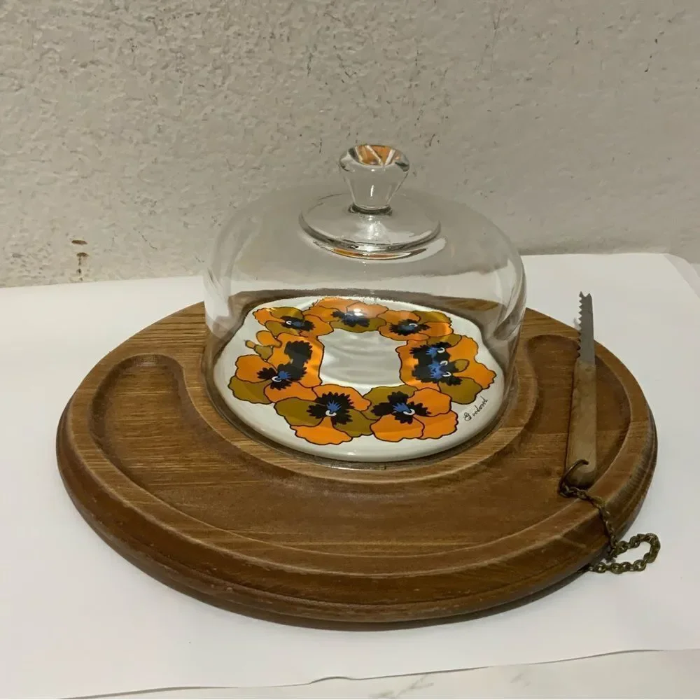 Vintage‎ Goodwood Cheese Cracker Charcuterie Plate with glass dome & knife
